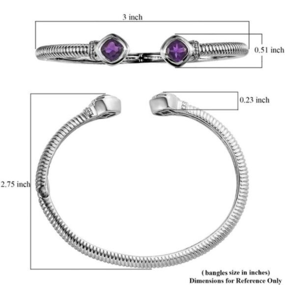Amethyst ✦ Cushion‑Cut Cuff Bracelet ✦ Platinum 7.25" 2.80ctw Stones NWT - Picture 8 of 8